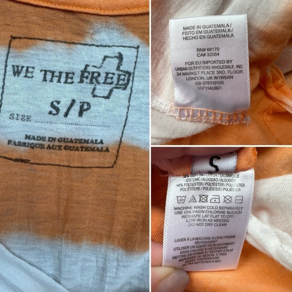 We The Free Orange and White Stripe Long Sleeve Henley Top | Small - Picture 11 of 11